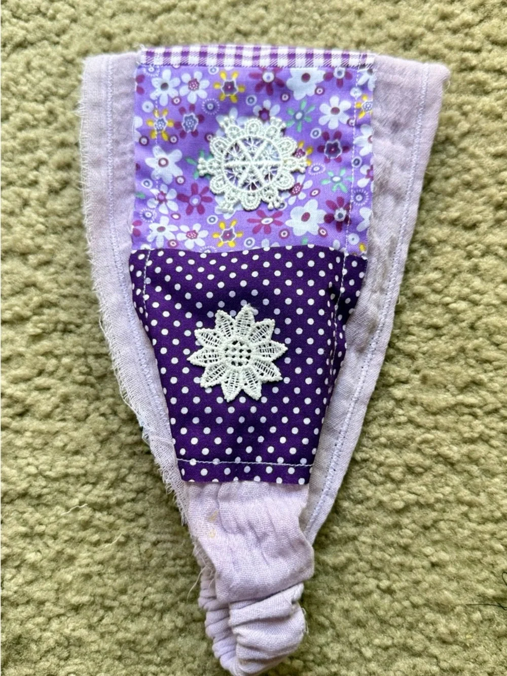 Boho Wide Patchwork Headband Set of 2 | Cotton Linen Lace Festival Hairband Duo